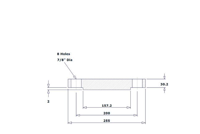 Dimensión de brida ciega clase 300